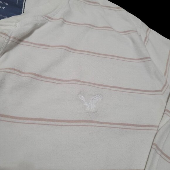 Y2K American Eagle Outfitters Vintage Fit Striped Henley Shirt‎ XXL Preppy Retro - Picture 3 of 8